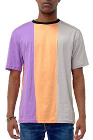 Weiv Mens Color Block T Shirt (Color: LILAC, size: S)