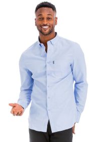 Mens Solid Long Sleeve Button Down (Color: SKY BLUE, size: L)
