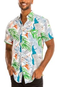 Hawaiian Print Button Down Shirt (Color: MULTI, size: 3XL)