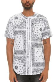 Bandana Print Baseball Jersey (Color: White, size: L)